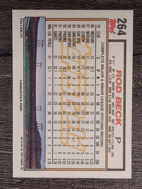 1992 Topps Gold Winners #264 Rod Beck