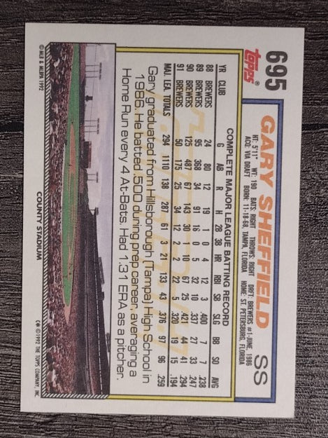 1992 Topps Gold Winners #695 Gary Sheffield