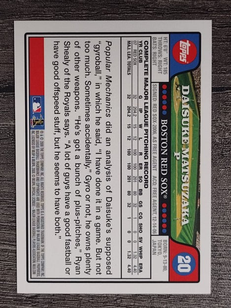 2008 Topps #20 Daisuke Matsuzaka