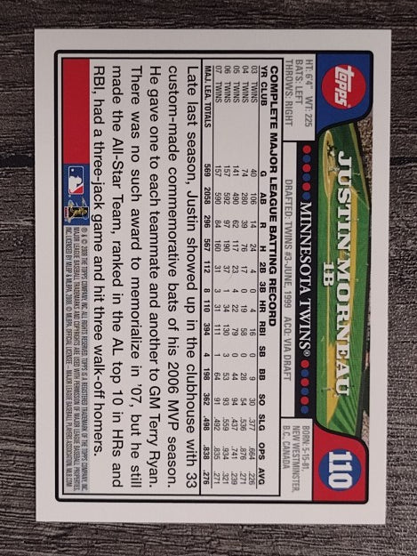 2008 Topps #110 Justin Morneau