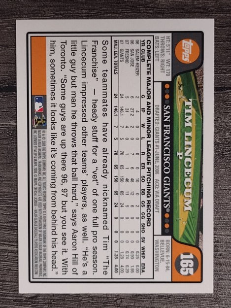 2008 Topps #165 Tim Lincecum