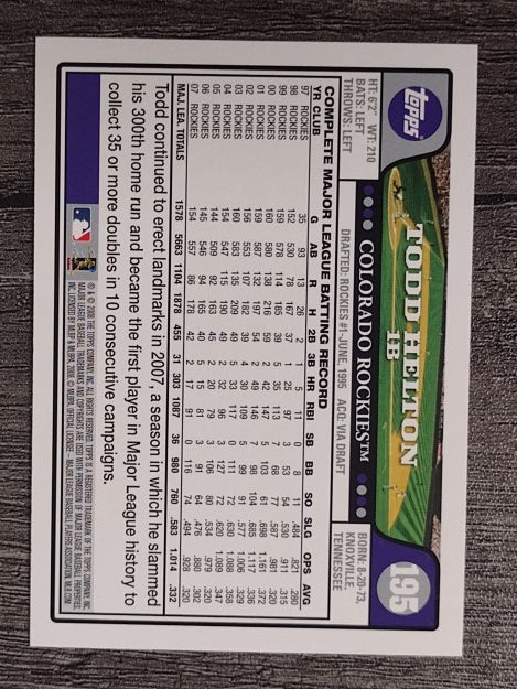 2008 Topps #195 Todd Helton