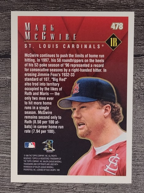 1998 Topps #478 Mark McGwire SH