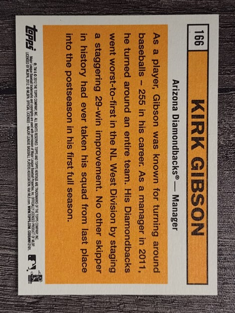 2012 Topps Heritage #166 Kirk Gibson MG