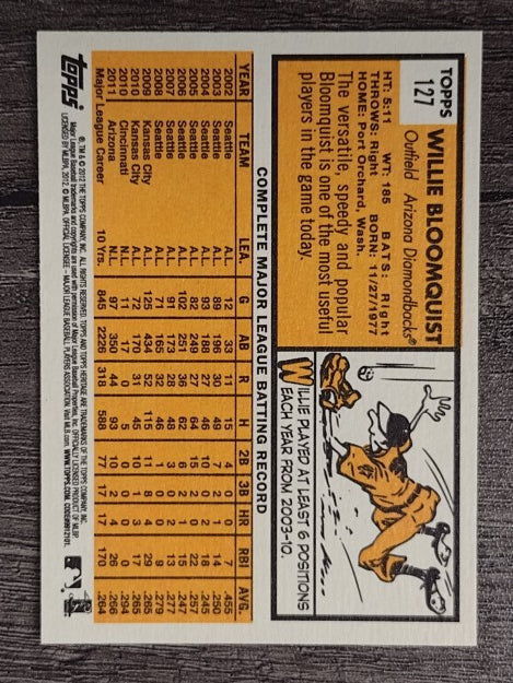 2012 Topps Heritage #127 Willie Bloomquist