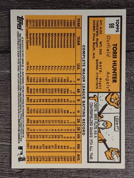 2012 Topps Heritage #98A Torii Hunter