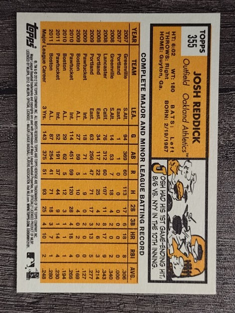 2012 Topps Heritage #355 Josh Reddick