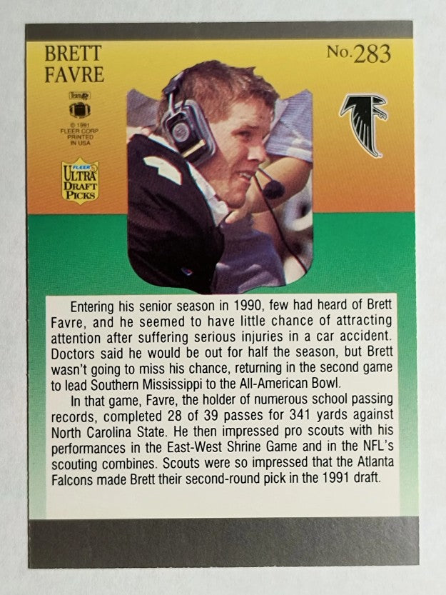 1991 Ultra #283 Brett Favre RC