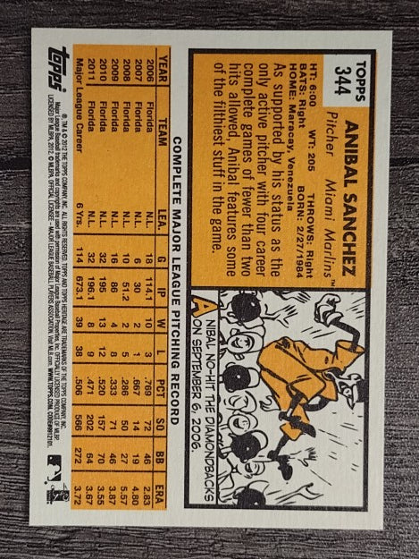 2012 Topps Heritage #344 Anibal Sanchez
