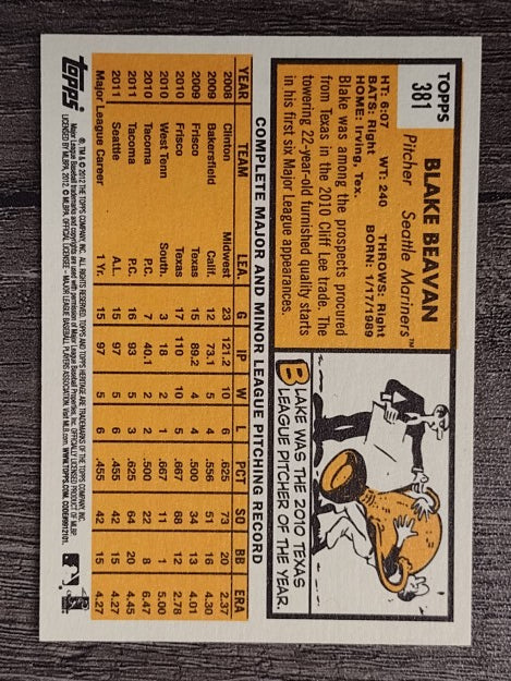 2012 Topps Heritage #381 Blake Beavan