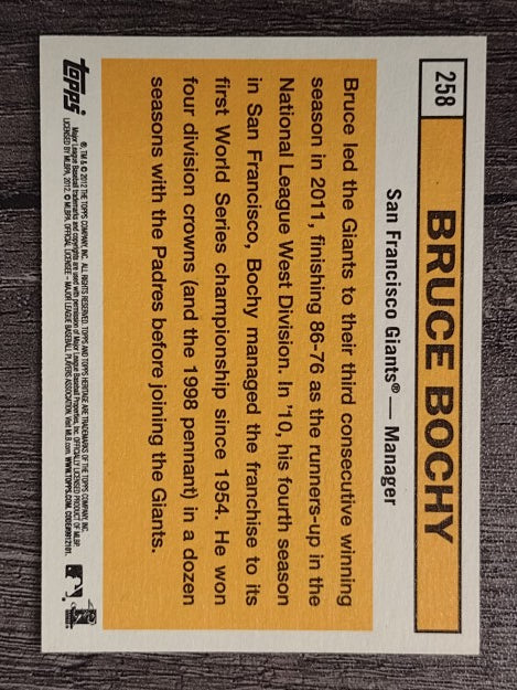 2012 Topps Heritage #258 Bruce Bochy MG
