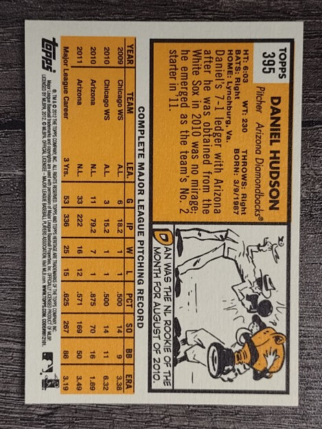 2012 Topps Heritage #395 Daniel Hudson
