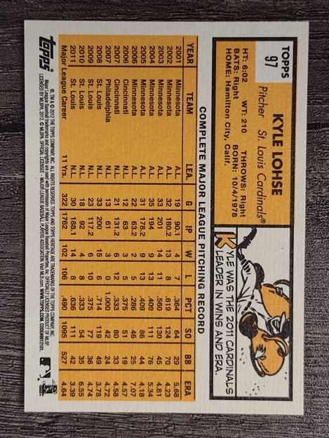 2012 Topps Heritage #97 Kyle Lohse