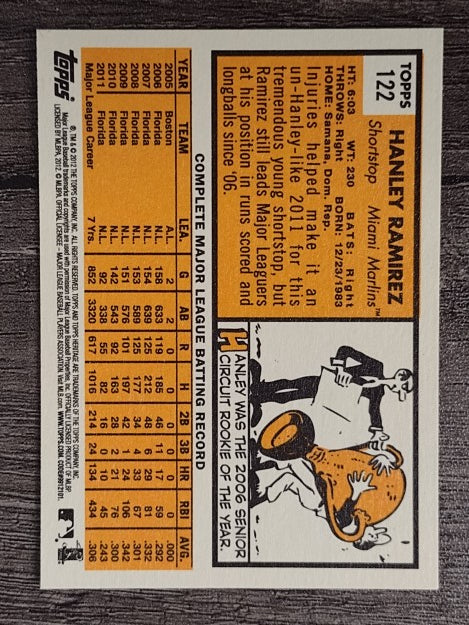 2012 Topps Heritage #122A Hanley Ramirez