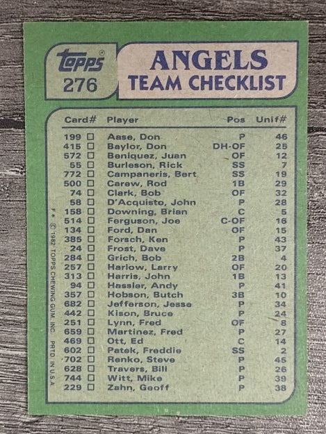 1982 Topps #276 Rod Carew/Ken Forsch TL