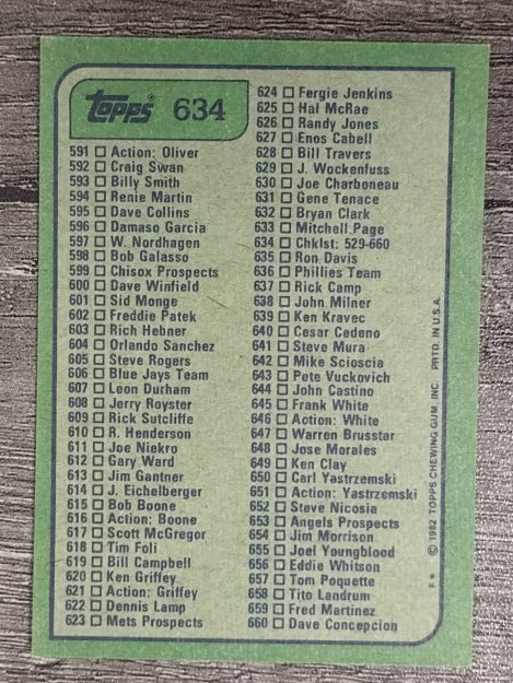 1982 Topps #634 Checklist 529-660
