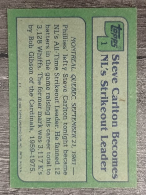 1982 Topps #1 Steve Carlton HL