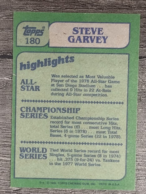 1982 Topps #180 Steve Garvey IA