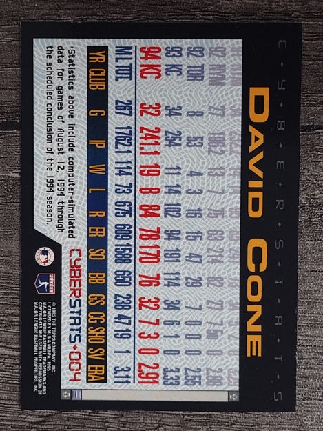 1995 Topps Cyberstats #4 David Cone