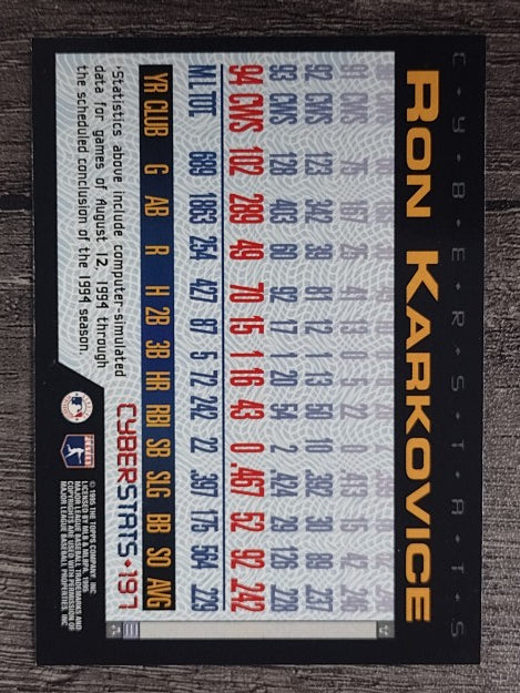 1995 Topps Cyberstats #197 Ron Karkovice