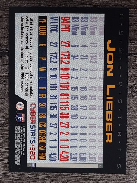1995 Topps Cyberstats #320 Jon Lieber