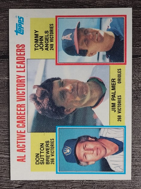 1984 Topps #715 Jim Palmer/Don Sutton/Tommy John LL