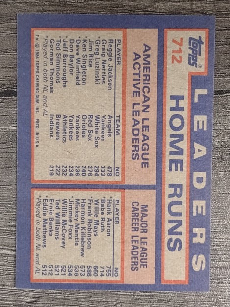 1984 Topps #712 Reggie Jackson/Greg Nettles/Greg Luzinski LL