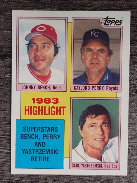 1984 Topps #6 Johnny Bench/Gaylord Perry/Carl Yastrzemski HL