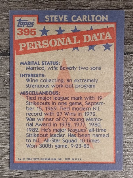 1984 Topps #395 Steve Carlton AS