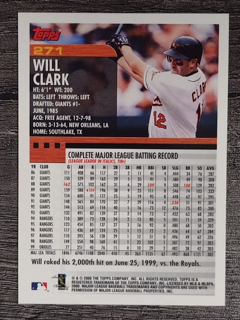 2000 Topps #271 Will Clark