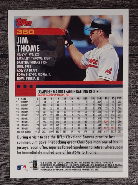 2000 Topps #360 Jim Thome