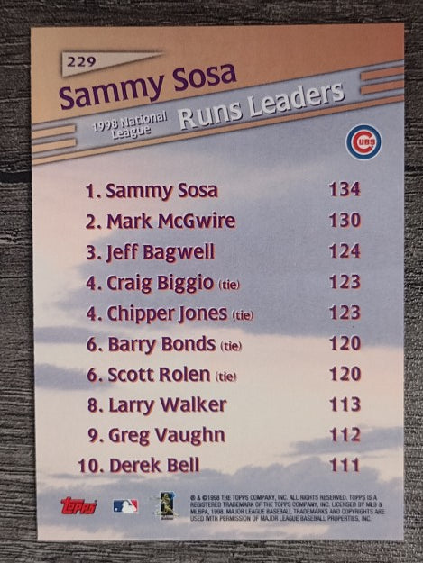 1999 Topps #229 Sammy Sosa LL