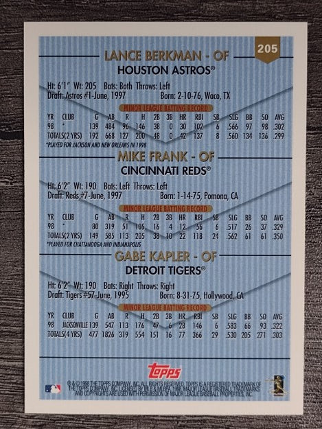 1999 Topps #205 Lance Berkman/Gabe Kapler