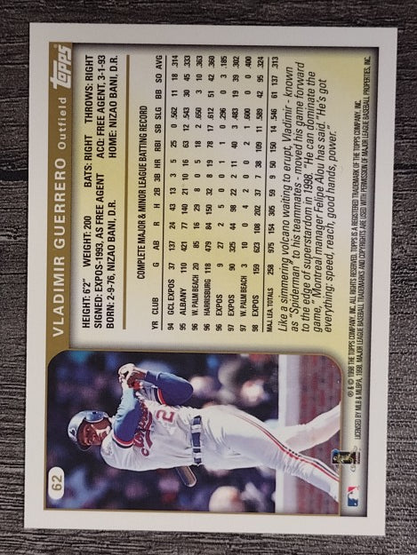 1999 Topps #62 Vladimir Guerrero