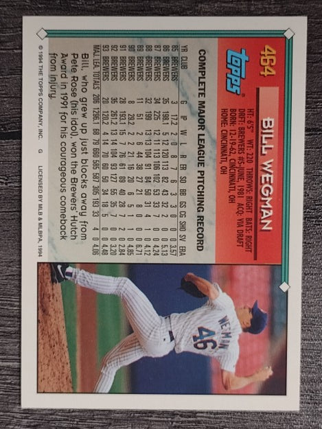 1994 Topps Gold #464 Bill Wegman