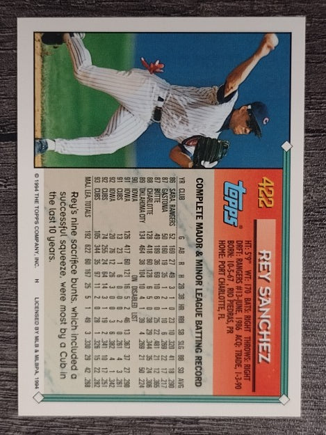 1994 Topps Gold #422 Rey Sanchez
