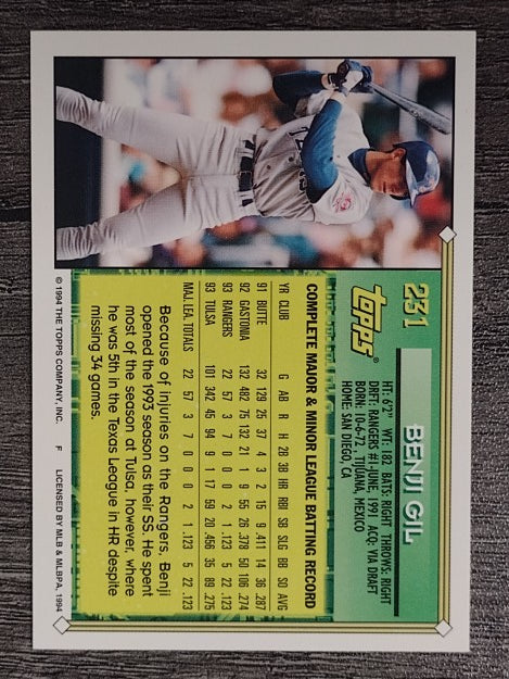1994 Topps Gold #231 Benji Gil