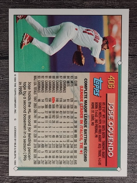 1994 Topps Gold #406 Jose Oquendo