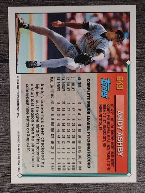 1994 Topps Gold #648 Andy Ashby