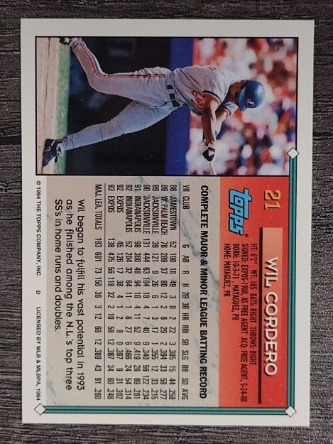 1994 Topps Gold #21 Wil Cordero