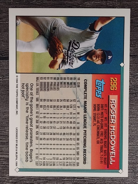 1994 Topps Gold #296 Roger McDowell