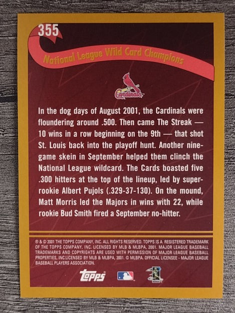 2002 Topps #355 St. Louis Cardinals PB