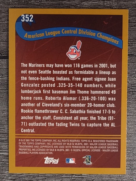 2002 Topps #352 Cleveland Indians PB