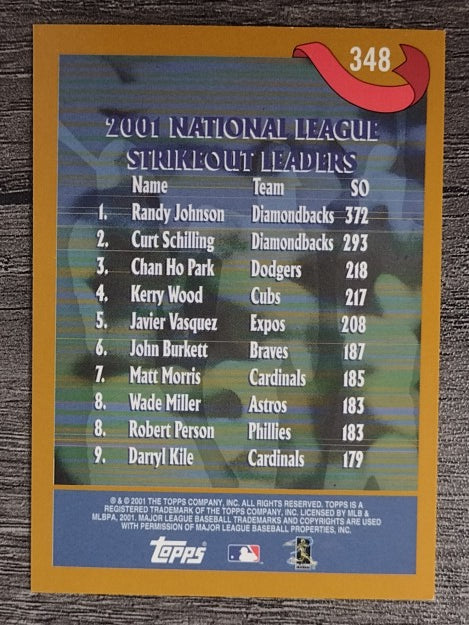 2002 Topps #348 Randy Johnson/Curt Schilling/Chan Ho Park LL