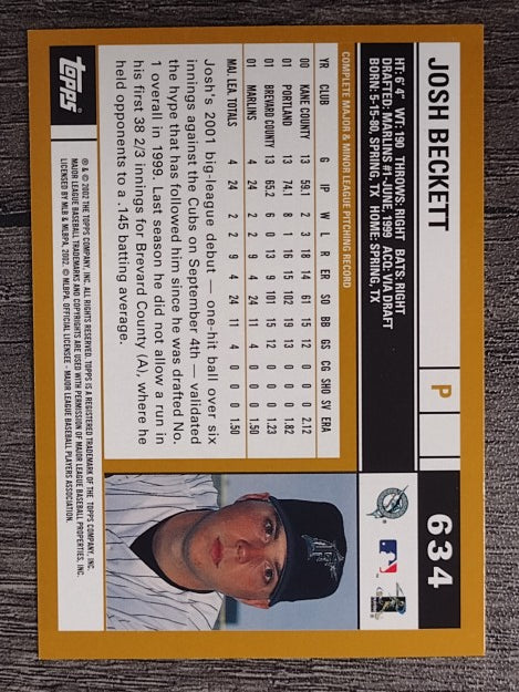 2002 Topps #634 Josh Beckett
