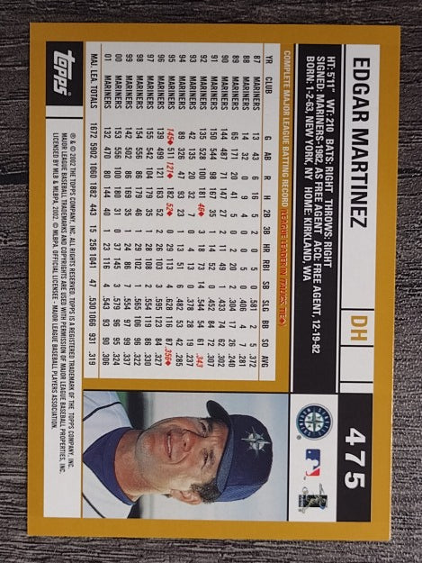 2002 Topps #475 Edgar Martinez