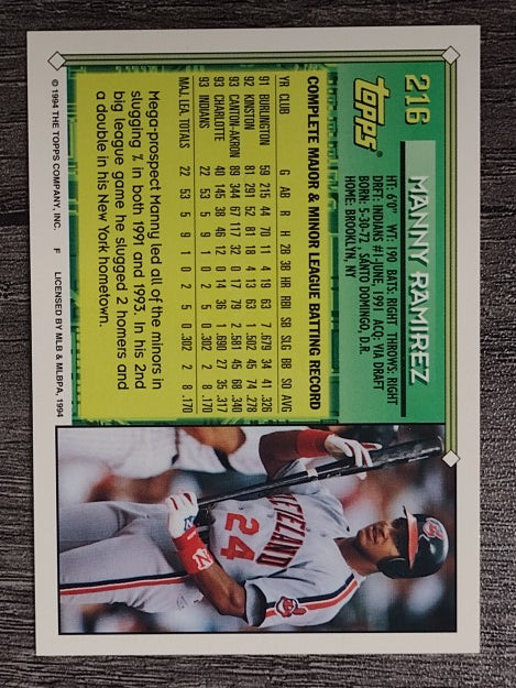 1994 Topps #216 Manny Ramirez