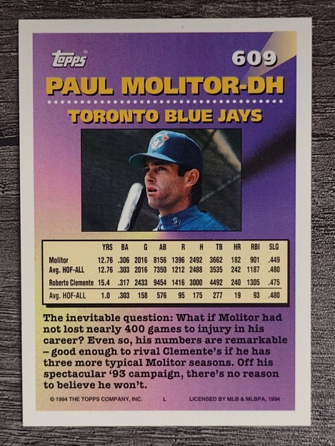 1994 Topps #609 Paul Molitor MOG