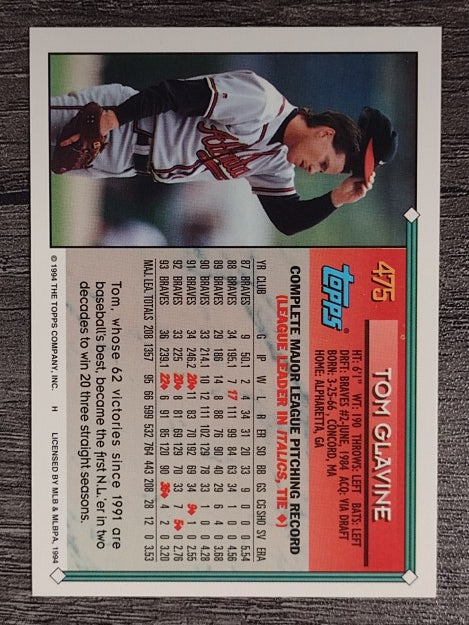 1994 Topps #475 Tom Glavine