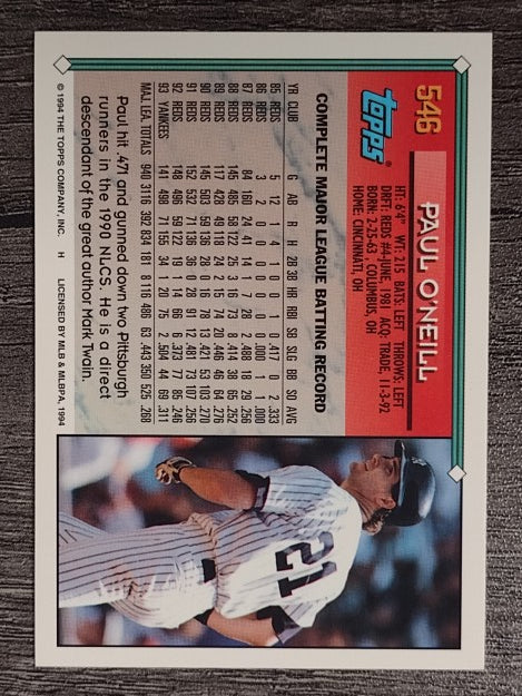 1994 Topps #546 Paul O'Neill